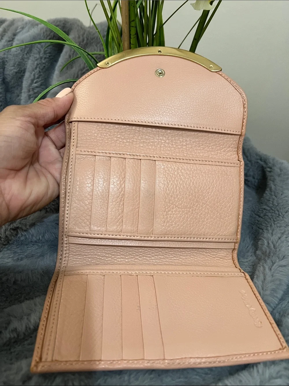 See By Chloe Blush/Apricot Leather Wallet with Gold Accent GUC retail $295